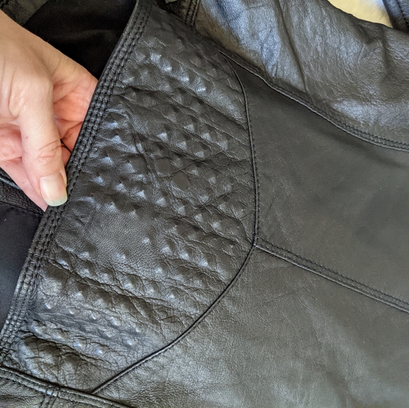 Zara women's studded leather biker jacket small medium black - Picture 9 of 15